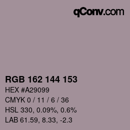 颜色代码: RGB 162 144 153 | qconv.com