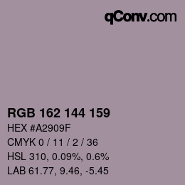 カラーコード: RGB 162 144 159 | qconv.com