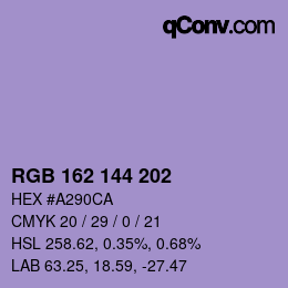 Color code: RGB 162 144 202 | qconv.com