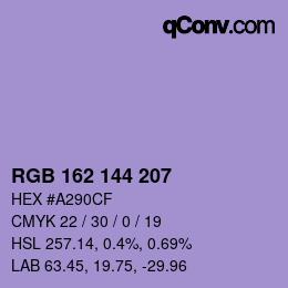 カラーコード: RGB 162 144 207 | qconv.com