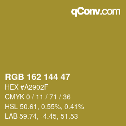 Color code: RGB 162 144 47 | qconv.com