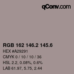 カラーコード: RGB 162 146.2 145.6 | qconv.com