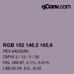 カラーコード: RGB 162 146.2 165.6 | qconv.com