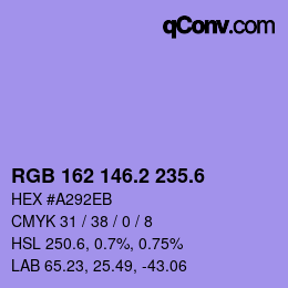 カラーコード: RGB 162 146.2 235.6 | qconv.com