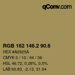 カラーコード: RGB 162 146.2 90.6 | qconv.com