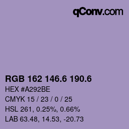 カラーコード: RGB 162 146.6 190.6 | qconv.com