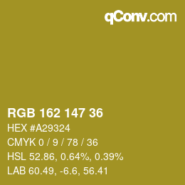 カラーコード: RGB 162 147 36 | qconv.com
