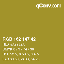 カラーコード: RGB 162 147 42 | qconv.com