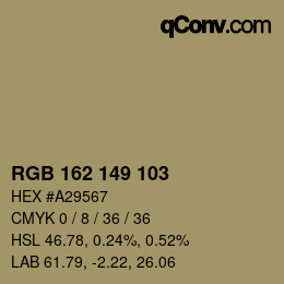 カラーコード: RGB 162 149 103 | qconv.com