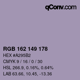 カラーコード: RGB 162 149 178 | qconv.com
