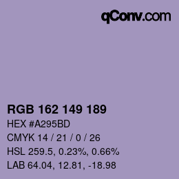 颜色代码: RGB 162 149 189 | qconv.com