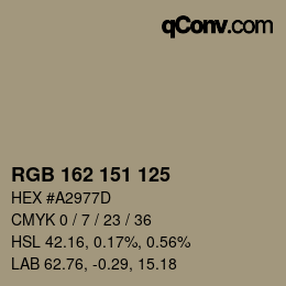 Código de color: RGB 162 151 125 | qconv.com