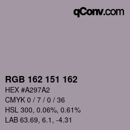 颜色代码: RGB 162 151 162 | qconv.com