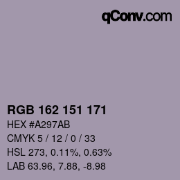カラーコード: RGB 162 151 171 | qconv.com