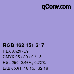 颜色代码: RGB 162 151 217 | qconv.com