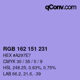 Color code: RGB 162 151 231 | qconv.com