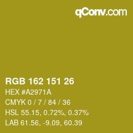 Color code: RGB 162 151 26 | qconv.com