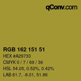 Color code: RGB 162 151 51 | qconv.com