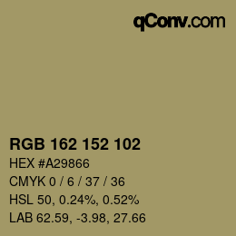 カラーコード: RGB 162 152 102 | qconv.com