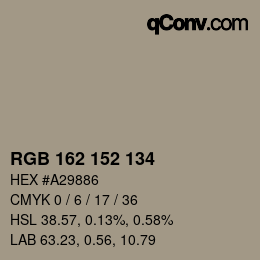 カラーコード: RGB 162 152 134 | qconv.com