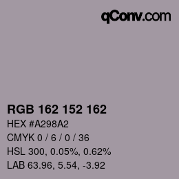 颜色代码: RGB 162 152 162 | qconv.com