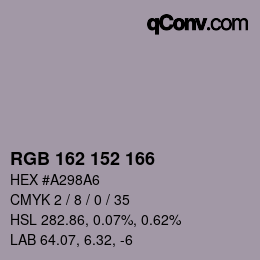 Color code: RGB 162 152 166 | qconv.com