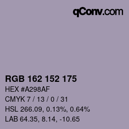 颜色代码: RGB 162 152 175 | qconv.com