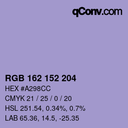 Color code: RGB 162 152 204 | qconv.com