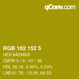 カラーコード: RGB 162 152 5 | qconv.com