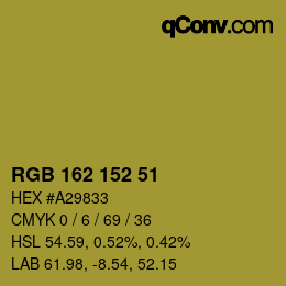 Color code: RGB 162 152 51 | qconv.com