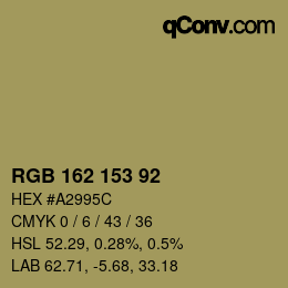 カラーコード: RGB 162 153 92 | qconv.com
