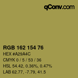 Color code: RGB 162 154 76 | qconv.com