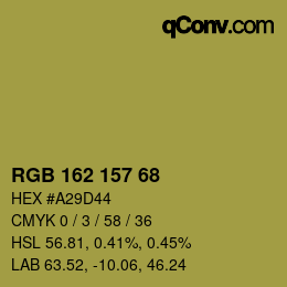 Farbcode: RGB 162 157 68 | qconv.com