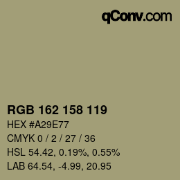 颜色代码: RGB 162 158 119 | qconv.com