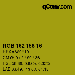 カラーコード: RGB 162 158 16 | qconv.com