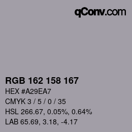 カラーコード: RGB 162 158 167 | qconv.com