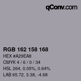 颜色代码: RGB 162 158 168 | qconv.com