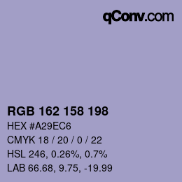Color code: RGB 162 158 198 | qconv.com