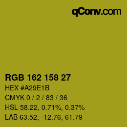 Color code: RGB 162 158 27 | qconv.com