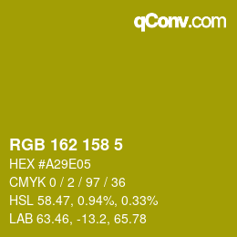 カラーコード: RGB 162 158 5 | qconv.com