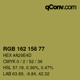 カラーコード: RGB 162 158 77 | qconv.com