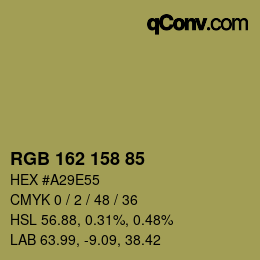 カラーコード: RGB 162 158 85 | qconv.com