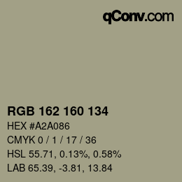 Color code: RGB 162 160 134 | qconv.com