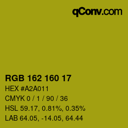 Color code: RGB 162 160 17 | qconv.com