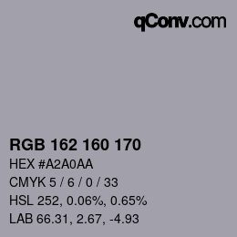 Color code: RGB 162 160 170 | qconv.com