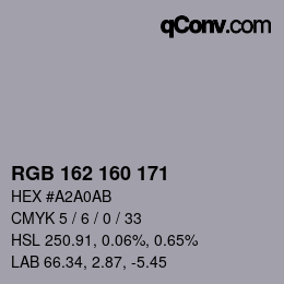 Color code: RGB 162 160 171 | qconv.com