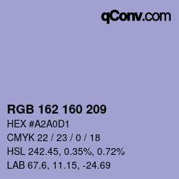 Color code: RGB 162 160 209 | qconv.com