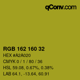 カラーコード: RGB 162 160 32 | qconv.com