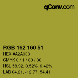 Color code: RGB 162 160 51 | qconv.com