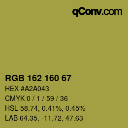 Color code: RGB 162 160 67 | qconv.com